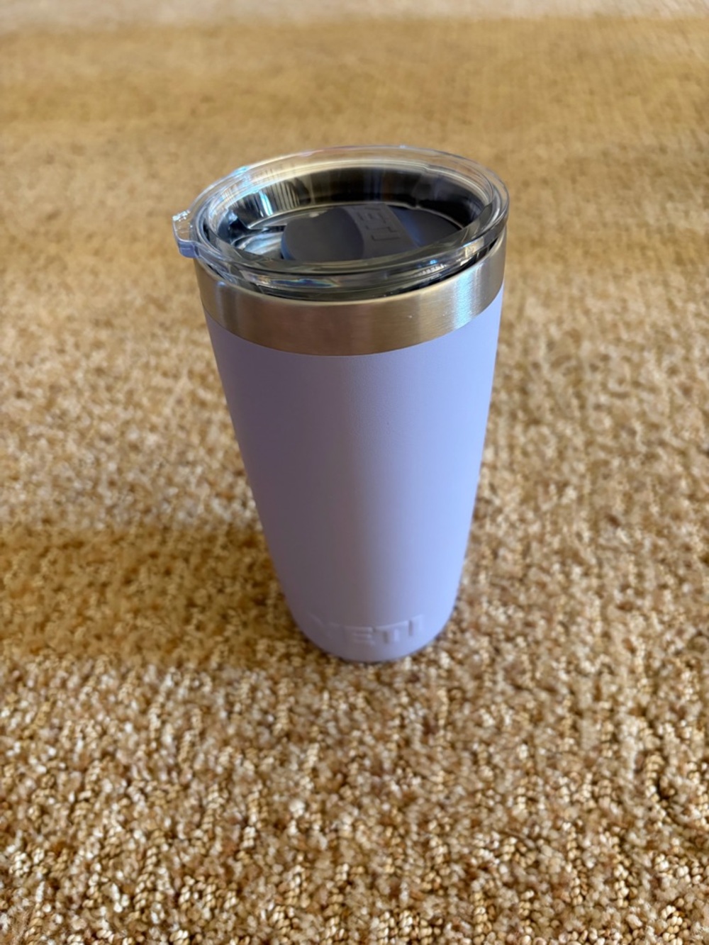Small Yeti Lavender Tumbler with Clear Lid and Stainless Rim - Picture 2 of 4